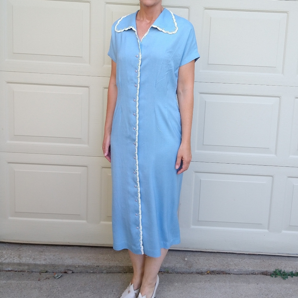 1960's LAMPL sky blue summer dress 60's S M